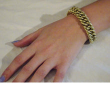 Antique Victorian Bracelet 18k Gold Chain Wide Link Chain Bangle Unisex (6640)