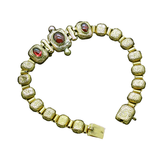 Antique Georgian Bracelet Bangle 18k Gold Garnets Carbuncles French (6800)