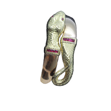 Antique Art Deco Bangle Bracelet Gold Rubies coiling Snake expands (7147)