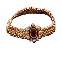 Antique Victorian Bracelet Bangle Gold Garnet Diamonds Austro-Hungarian (7198)
