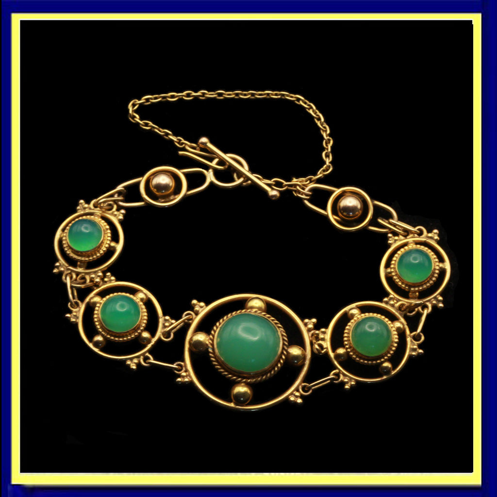 Antique Arts Crafts Bracelet gold chrysoprase English Victorian