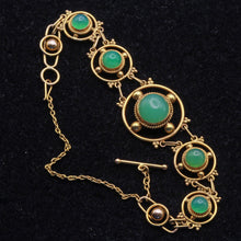 Antique Arts & Crafts Bracelet Gold Chrysoprase English Victorian (7383)