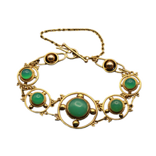 Antique Arts & Crafts Bracelet Gold Chrysoprase English Victorian (7383)