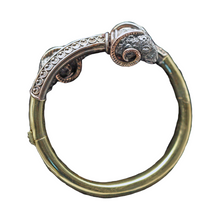 Victorian Etruscan Revival bangle rams heads gold silver mixed metals (7419)