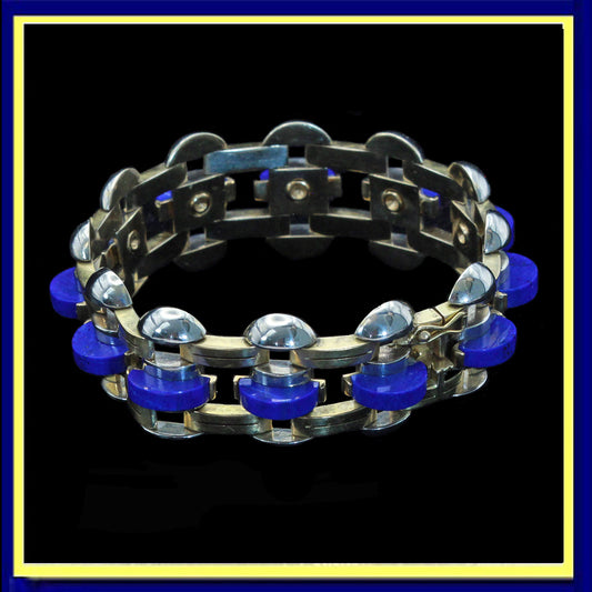 Wolfers brussles vintage retro bracelet gold lapis lazuli signed