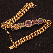 Antique Victorian chain bracelet 18k gold diamonds gems ruby sapphire GIA (7536)