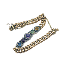Antique Victorian chain bracelet 18k gold diamonds gems ruby sapphire GIA (7536)