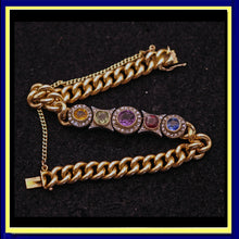 Antique Victorian chain bracelet 18k gold diamonds gems ruby sapphire GIA (7536)