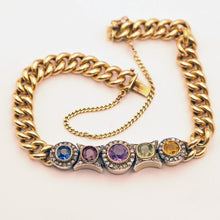 Antique Victorian chain bracelet 18k gold diamonds gems ruby sapphire GIA (7536)