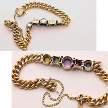 Antique Victorian chain bracelet 18k gold diamonds gems ruby sapphire GIA (7536)