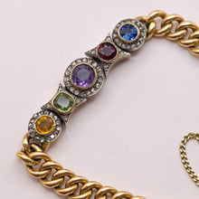Antique Victorian chain bracelet 18k gold diamonds gems ruby sapphire GIA (7536)