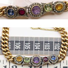 Antique Victorian chain bracelet 18k gold diamonds gems ruby sapphire GIA (7536)