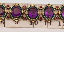 JULES WIESE Antique Bracelet Medieval gold silver amethysts garnets enamel (7551)