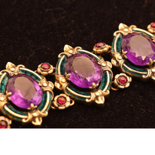 JULES WIESE Antique Bracelet Medieval gold silver amethysts garnets enamel (7551)
