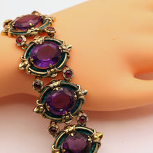 JULES WIESE Antique Bracelet Medieval gold silver amethysts garnets enamel (7551)