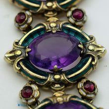 JULES WIESE Antique Bracelet Medieval gold silver amethysts garnets enamel (7551)