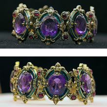 JULES WIESE Antique Bracelet Medieval gold silver amethysts garnets enamel (7551)