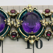 JULES WIESE Antique Bracelet Medieval gold silver amethysts garnets enamel (7551)