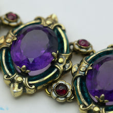 JULES WIESE Antique Bracelet Medieval gold silver amethysts garnets enamel (7551)