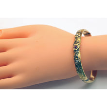 Antique Art Nouveau bangle bracelet 14k gold ruby diamonds flowers American(7568)