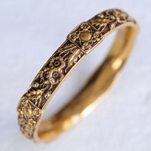 Antique Victorian American Art Nouveau bangle bracelet 14k gold repousse (7569)
