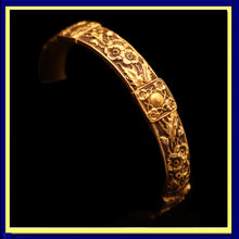 Antique Victorian American Art Nouveau bangle bracelet 14k gold repousse