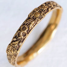 white Antique Victorian American Art Nouveau bangle bracelet 14k gold repousse