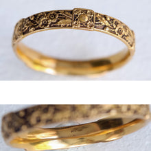 Antique Victorian American Art Nouveau bangle bracelet 14k gold repousse (7569)