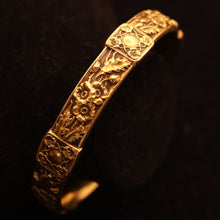 Antique Victorian American Art Nouveau bangle bracelet 14k gold repousse (7569)
