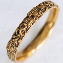 Antique Victorian American Art Nouveau bangle bracelet 14k gold repousse (7569)