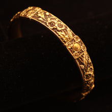 Antique Victorian American Art Nouveau bangle bracelet 14k gold repousse (7569)