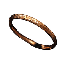 Antique Victorian Child's bangle bracelet gold filled engraved flowers (7576)