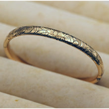 Antique Victorian Child's bangle bracelet gold filled engraved flowers (7576)