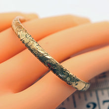 Antique Victorian Child's bangle bracelet gold filled engraved flowers (7576)