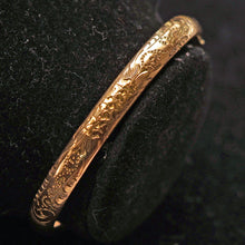Antique Victorian Child's bangle bracelet gold filled engraved flowers (7577)