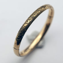 Antique Victorian Child's bangle bracelet gold filled engraved flowers (7577)