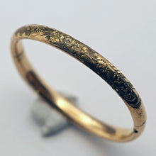 Antique Victorian Child's bangle bracelet gold filled engraved flowers (7577)