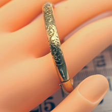 Antique Victorian Child's bangle bracelet gold filled engraved flowers (7577)