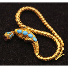 Antique Victorian bracelet snake gold turquoise garnets amethyst (7584)