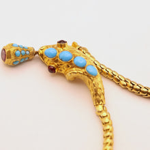 Antique Victorian bracelet snake gold turquoise garnets amethyst (7584)