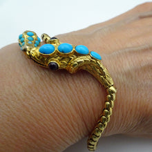Antique Victorian bracelet snake gold turquoise garnets amethyst (7584)