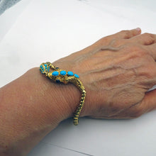 Antique Victorian bracelet snake gold turquoise garnets amethyst (7584)