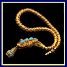 Antique Victorian bracelet snake gold turquoise garnets amethyst