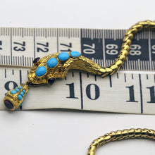 Antique Victorian bracelet snake gold turquoise garnets amethyst (7584)
