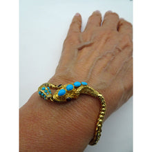 Antique Victorian bracelet snake gold turquoise garnets amethyst (7584)