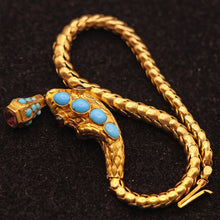 Antique Victorian bracelet snake gold turquoise garnets amethyst (7584)