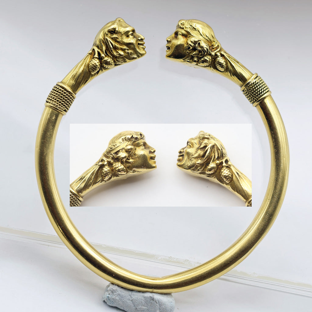 Antique Art Nouveau bangle bracelet Arm Ring 18k gold Nymph Satyr French (7591)
