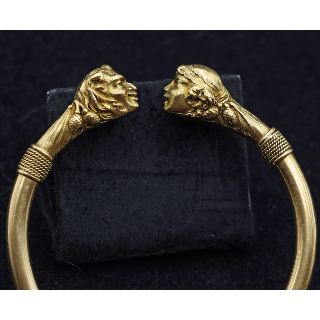 Antique Art Nouveau bangle bracelet Arm Ring 18k gold Nymph Satyr French (7591)