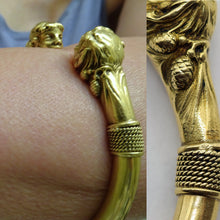 Antique Art Nouveau bangle bracelet Arm ring 18k gold Nymph Satyr French (7591)