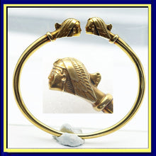 Antique Art Nouveau bangle bracelet Egyptian Revival 2 Pharaohs French (7613)
